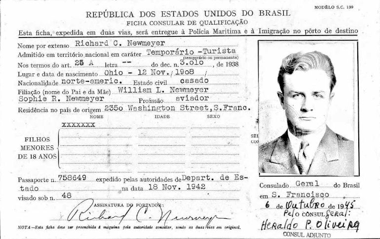 ata richard newmeyer brazil visa 1945